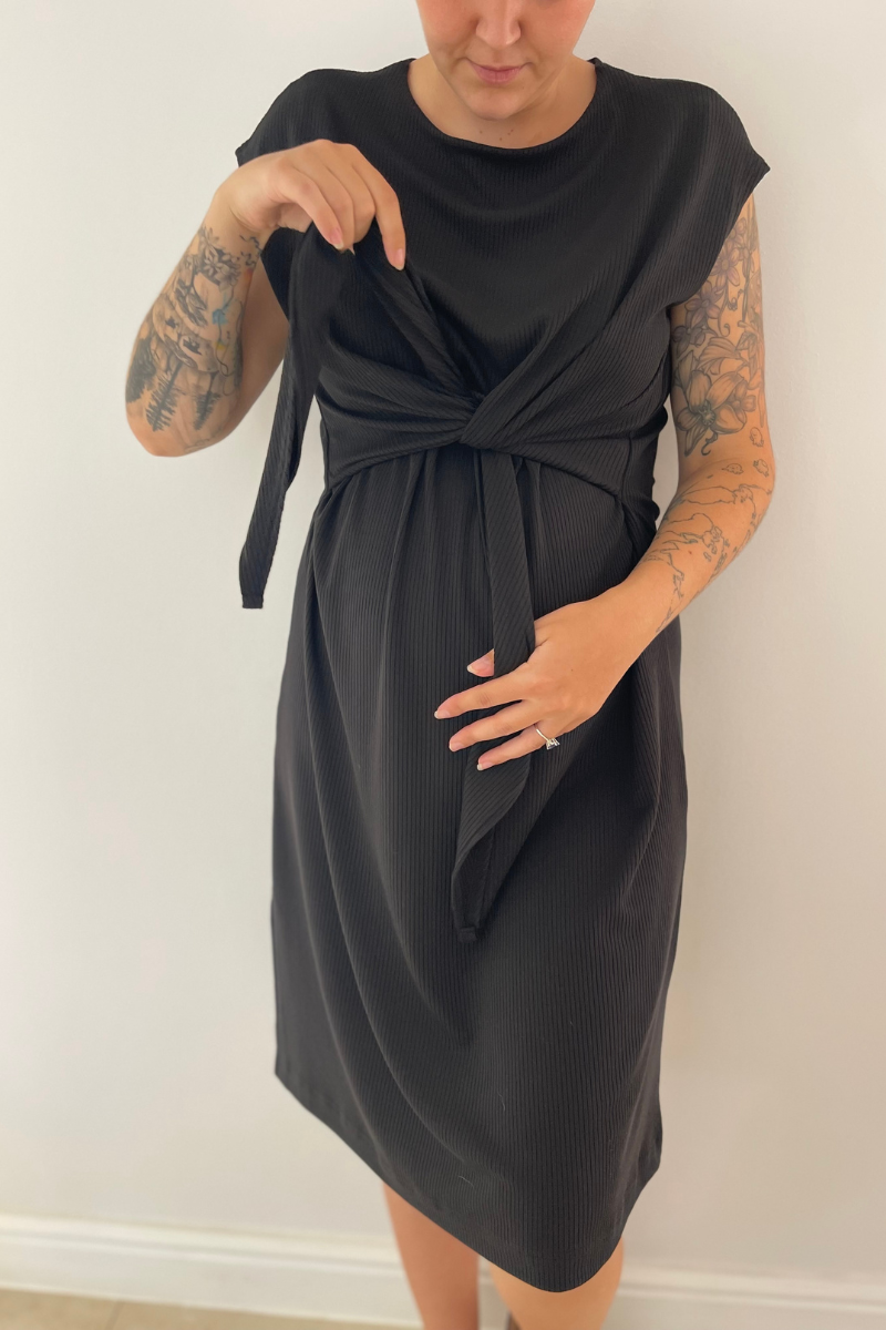 Shift Dress Ribbed | Black
