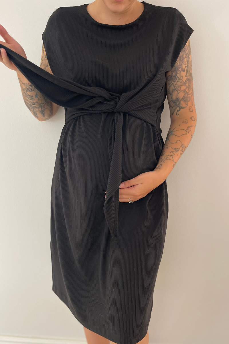 Shift Dress Ribbed | Black
