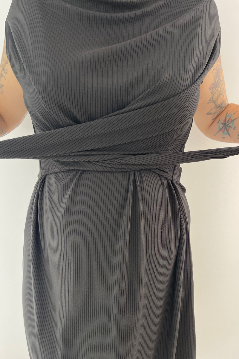 Shift Dress Ribbed | Black