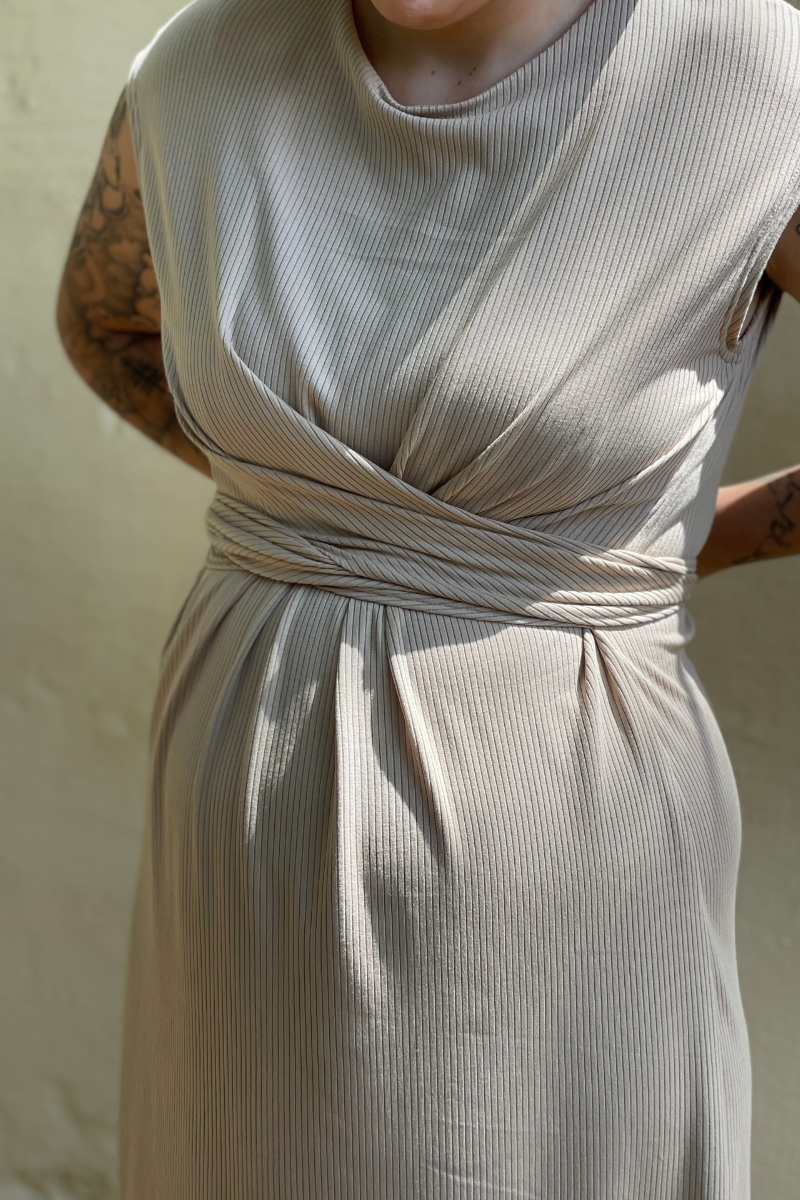 Shift Dress Ribbed  | Latte