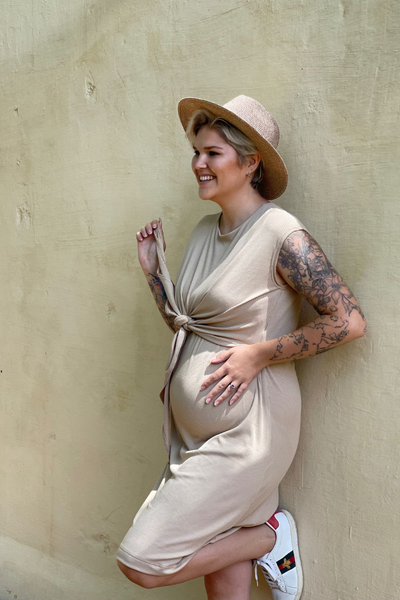 Shift Dress Ribbed  | Latte