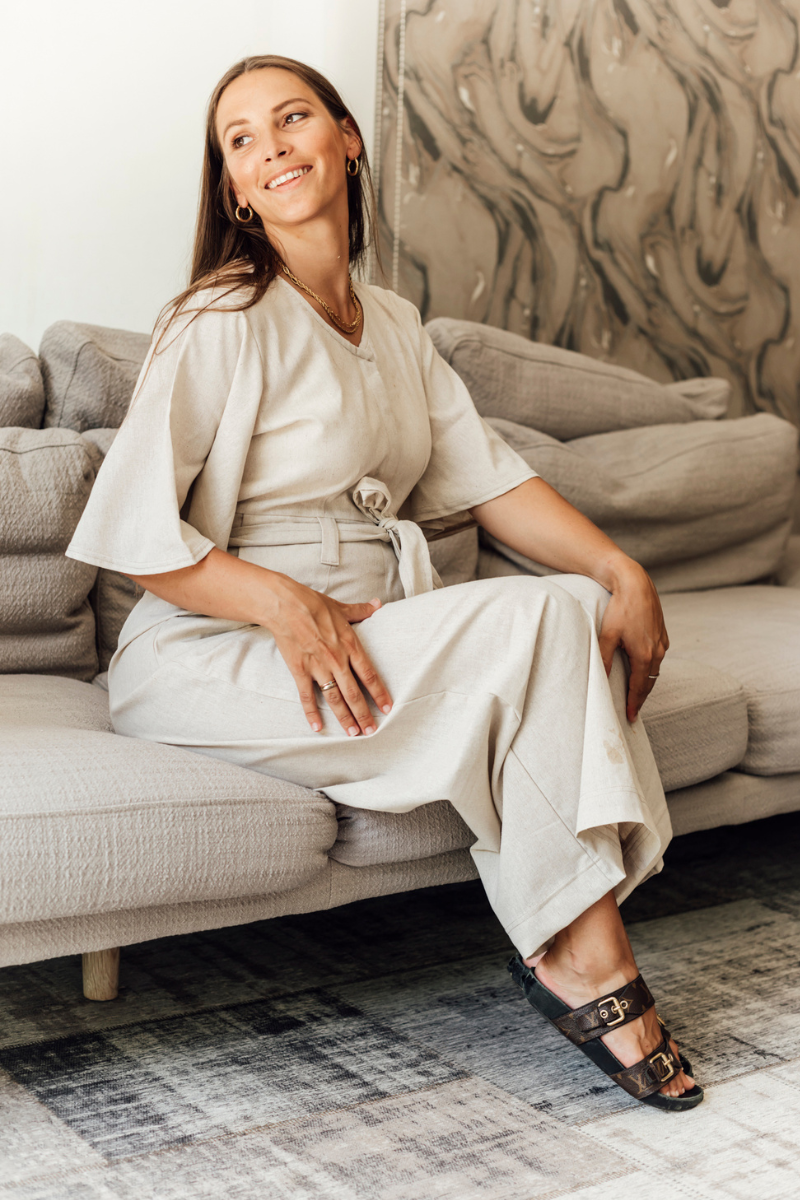 Linen Jumpsuit | Stone