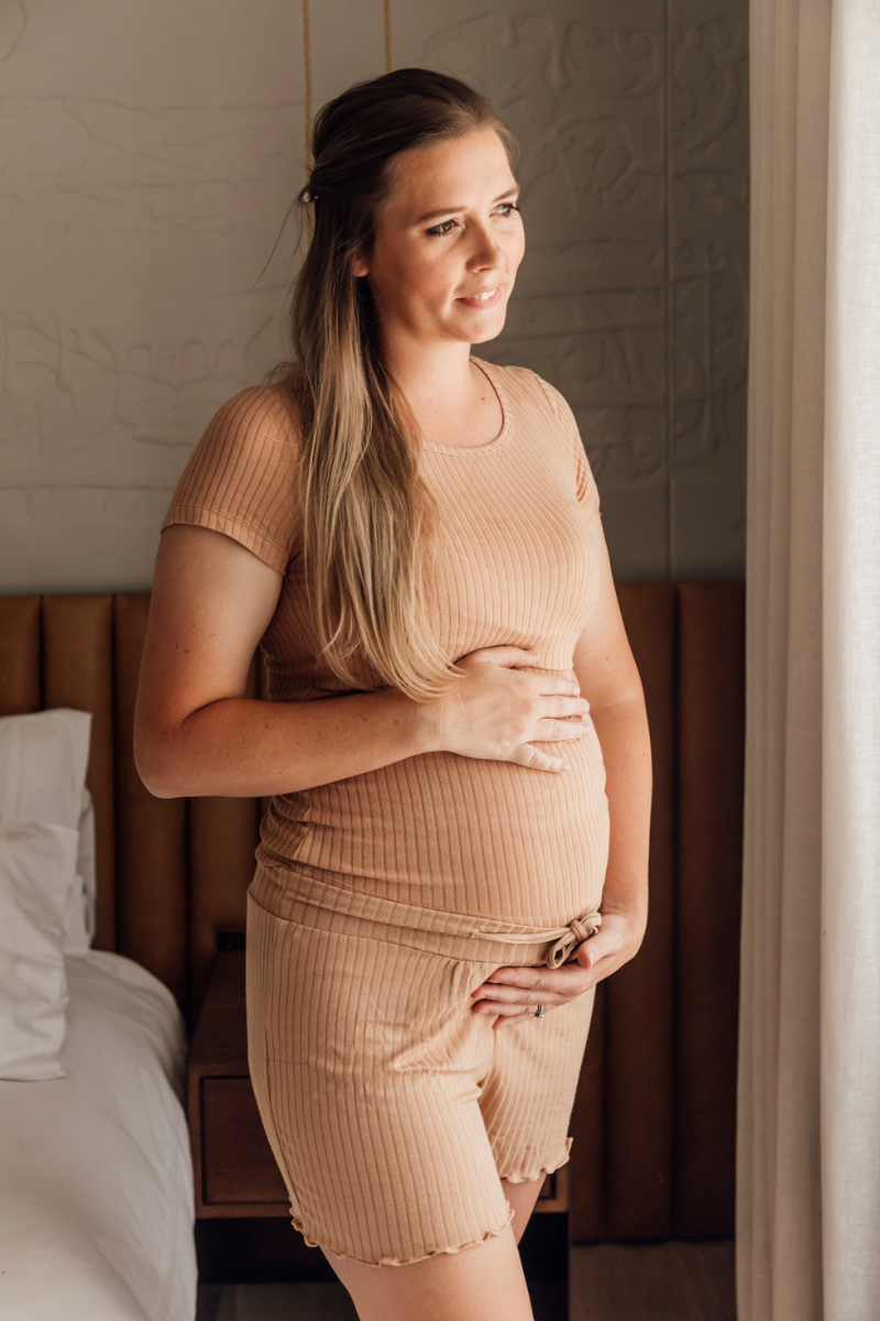 Loungewear Tee and Shorts | Cappuccino ribbed