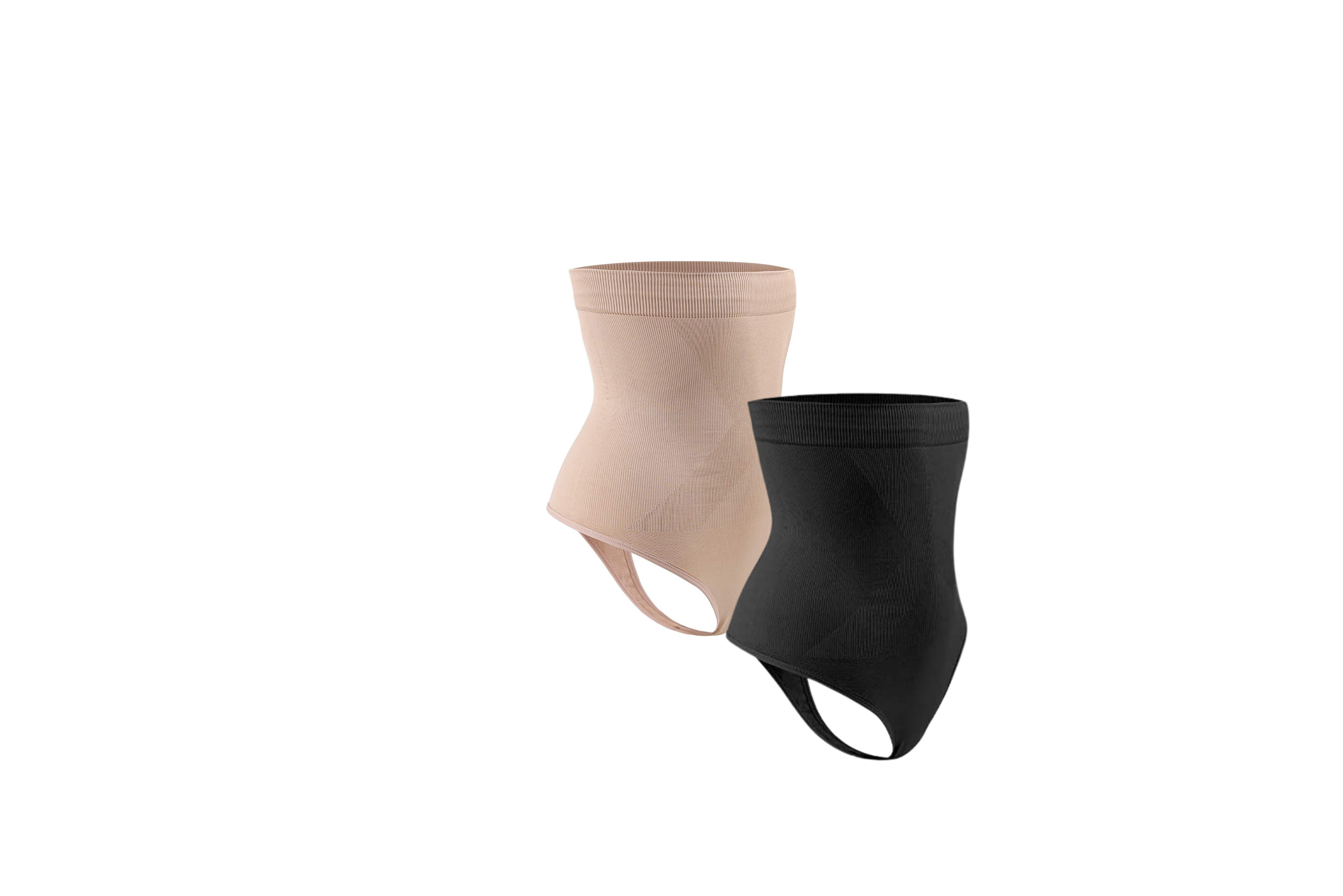 High Waisted Tummy Tucker Maternity Thong Twin Pack  | Black & Nude