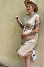 Shift Dress Ribbed  | Latte