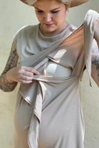 Shift Dress Ribbed  | Latte