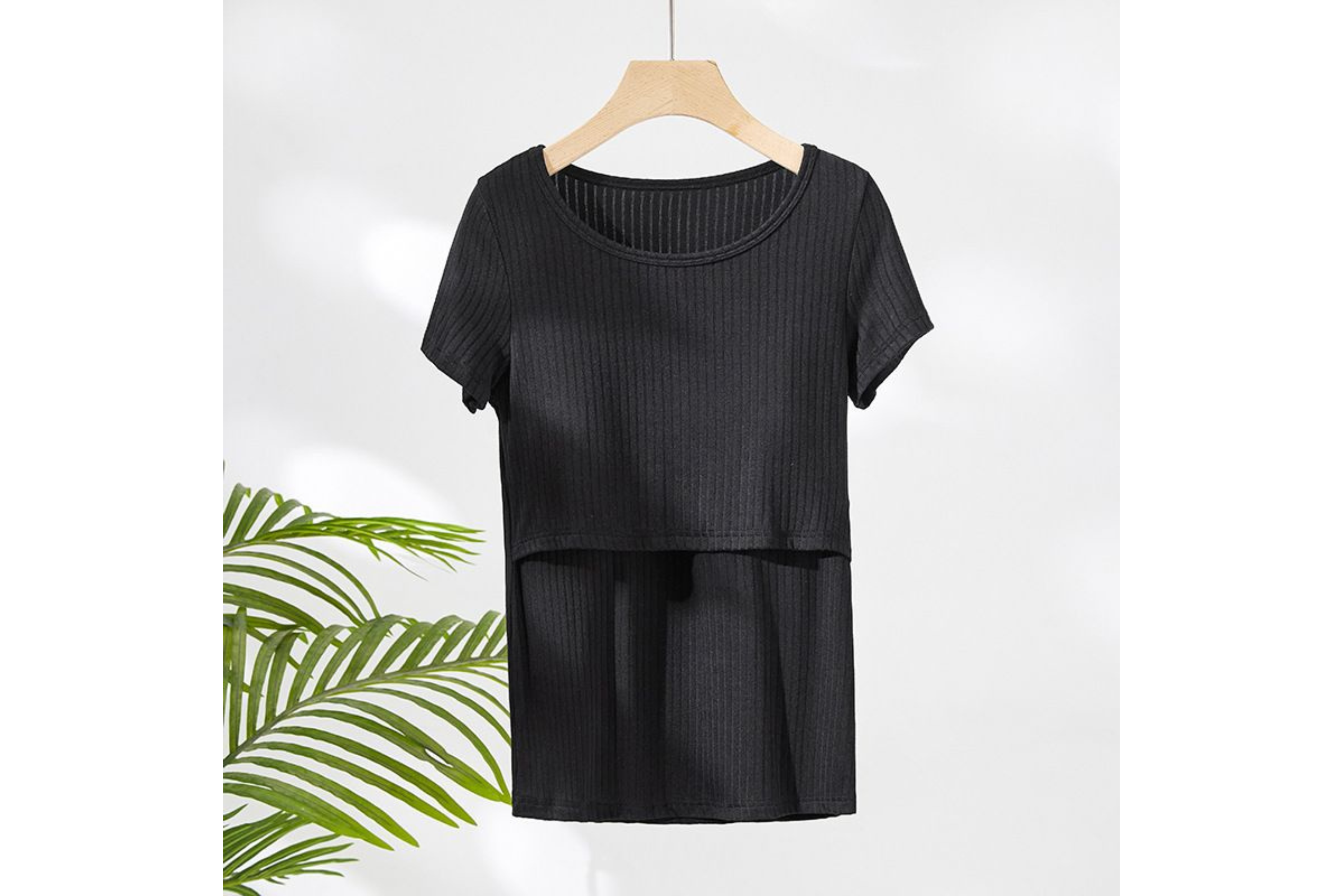 Loungewear Tee and Shorts | Black ribbed