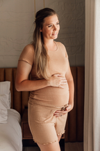 Loungewear Tee and Shorts | Cappuccino ribbed