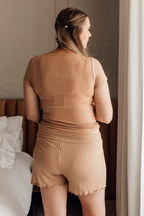 Loungewear Tee and Shorts | Cappuccino ribbed