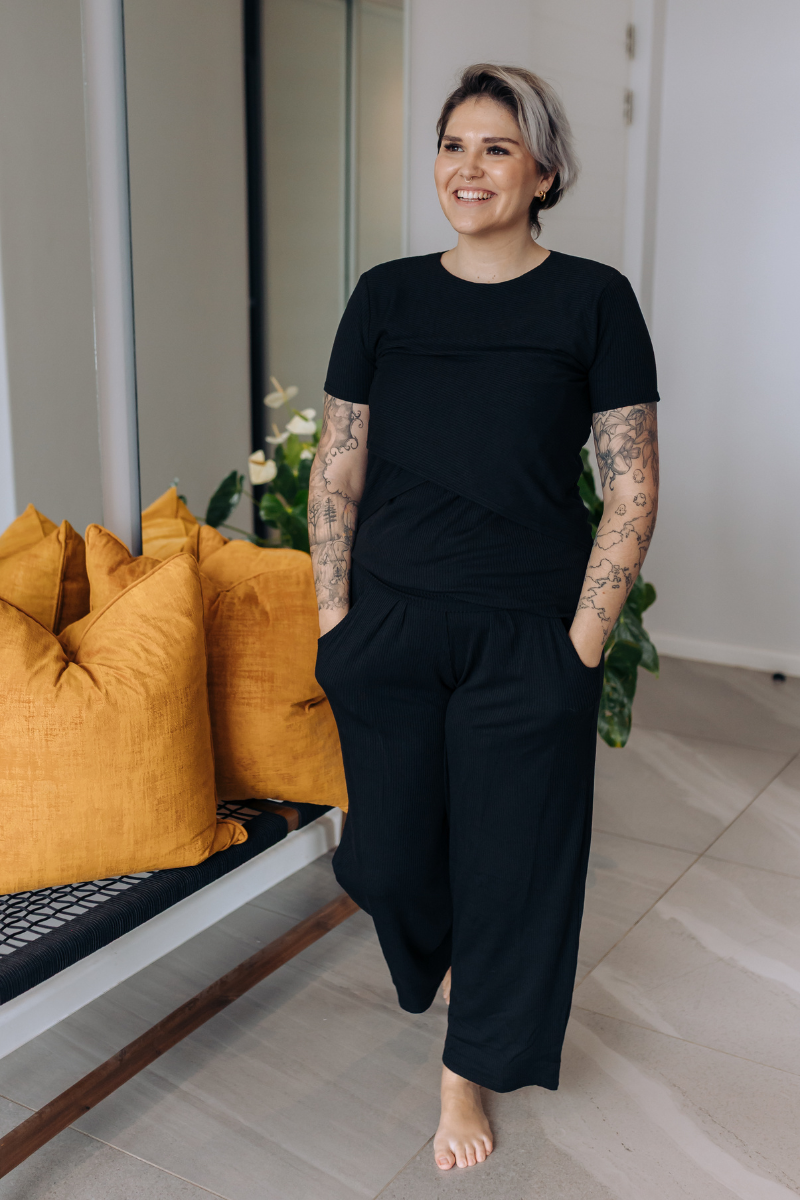 Betty Bottom Ribbed | Black