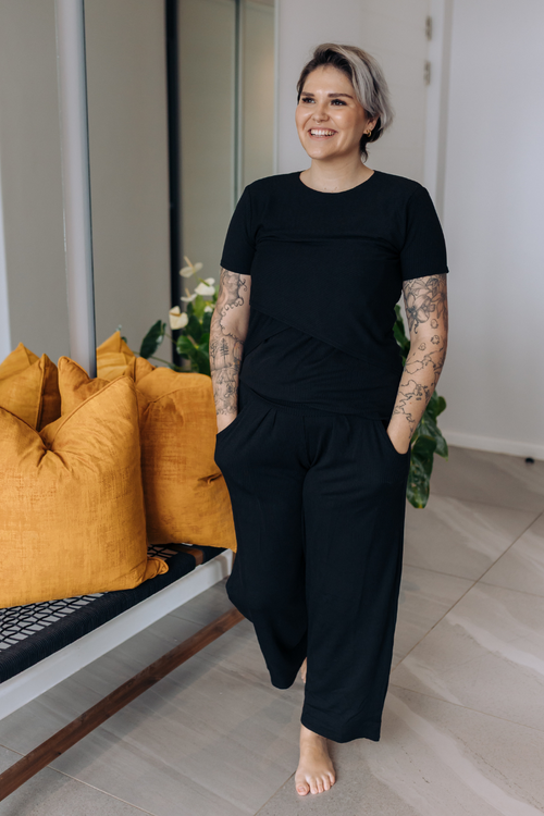 Betty Bottom Ribbed | Black