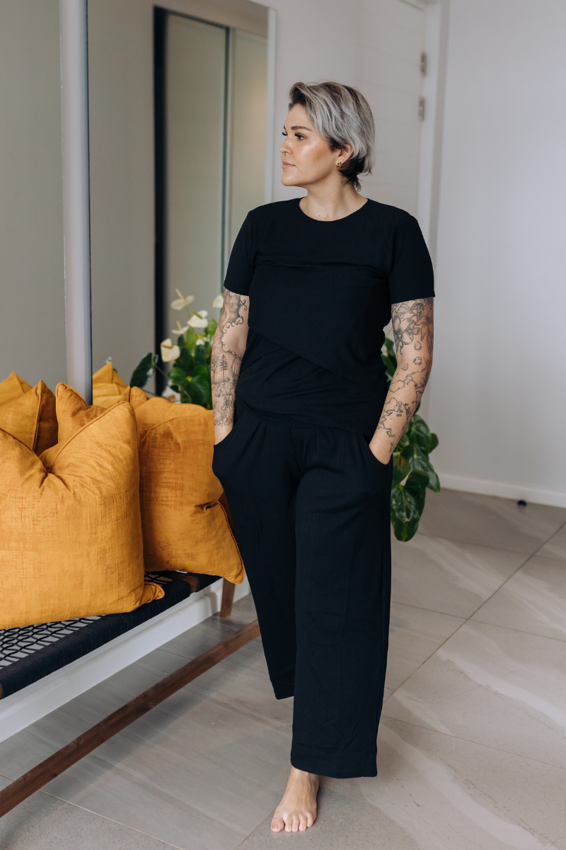 Betty Bottom Ribbed | Black