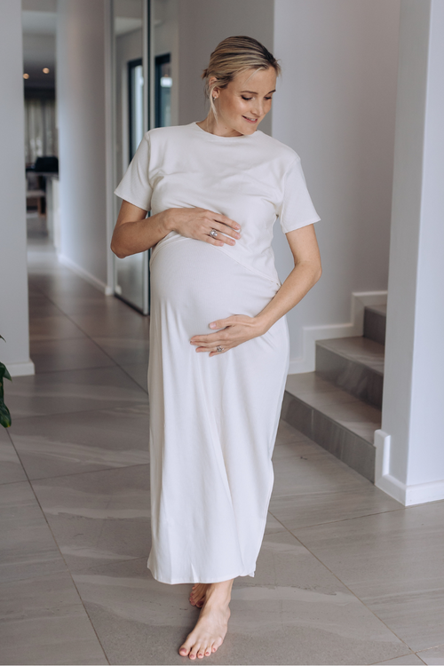 Alexis Dress Ribbed | Pebble