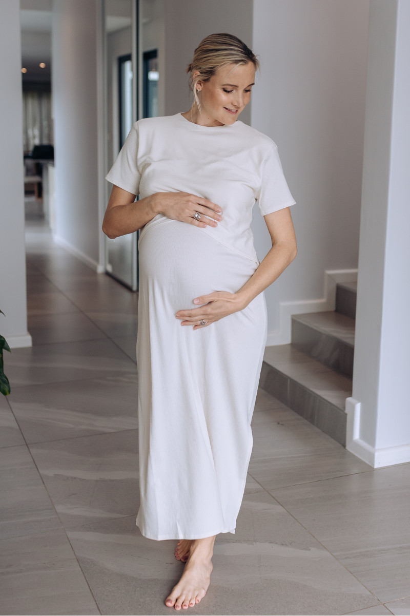 Alexis Dress Ribbed | Pebble
